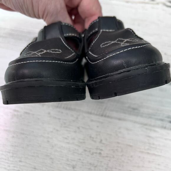 Zara Kids T-Strap Mary Jane Shoes Size EU 22 US 6 Black Embroidered Buckle Fall - Picture 5 of 9